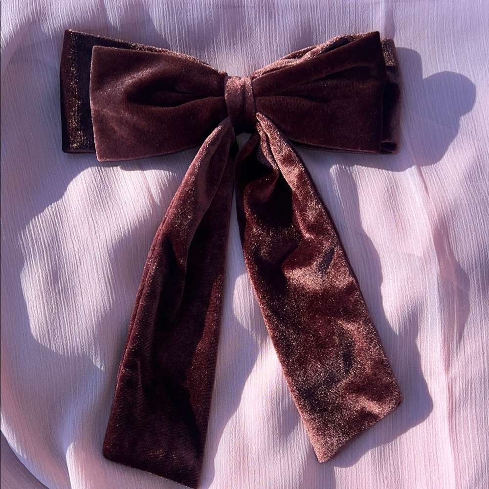 Elegant Velvet Bow Hair Accessory - Brown